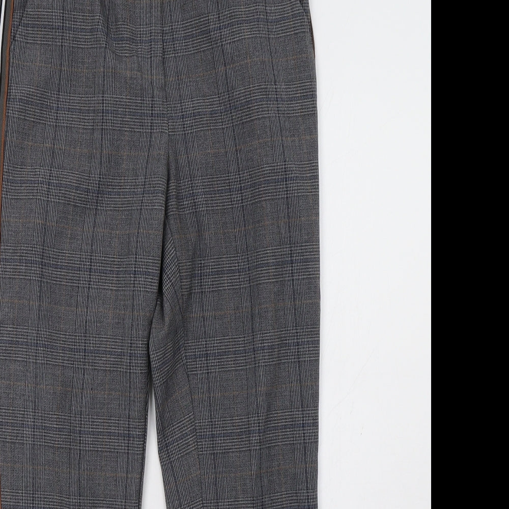 Marks and Spencer Womens Grey Check  Trousers  Size 10 L30 in