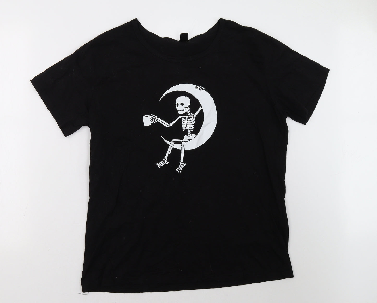 SheIn Womens Black   Basic T-Shirt Size XL  - Skeleton