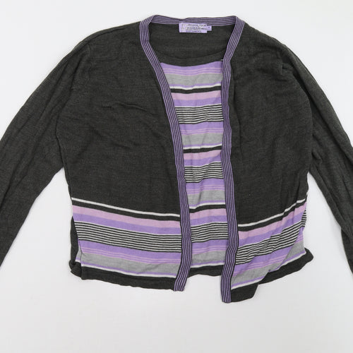 EWM Womens Purple Striped  Pullover Sweatshirt Size 16