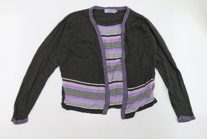 EWM Womens Purple Striped  Pullover Sweatshirt Size 16