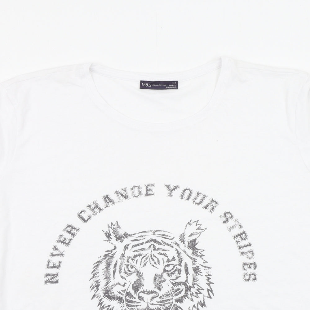 Marks and Spencer Womens White   Basic T-Shirt Size 20