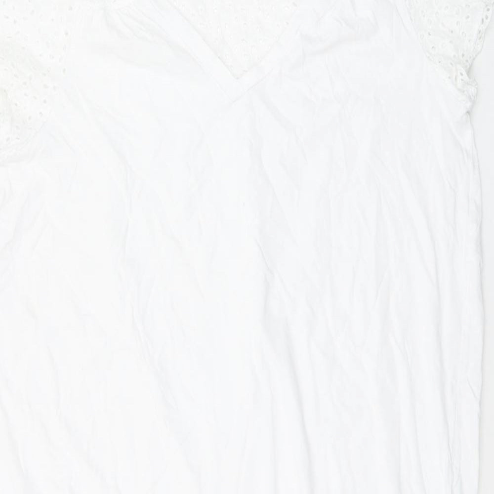 Marks and Spencer Womens White Solid  Top Nightshirt Size 16