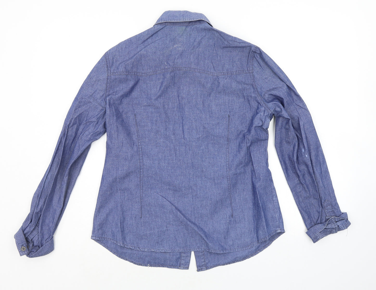 Preworn Womens Blue Houndstooth  Basic Button-Up Size XL