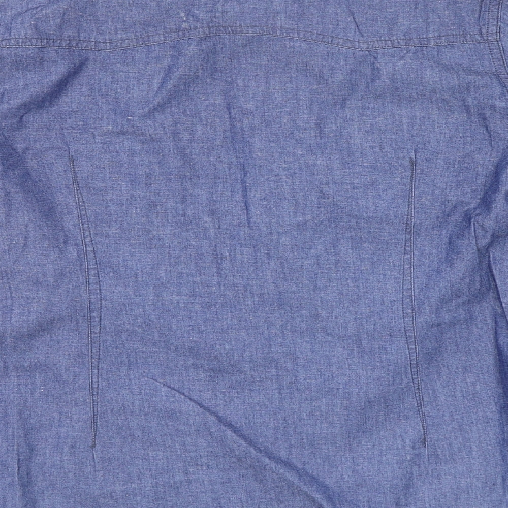 Preworn Womens Blue Houndstooth  Basic Button-Up Size XL