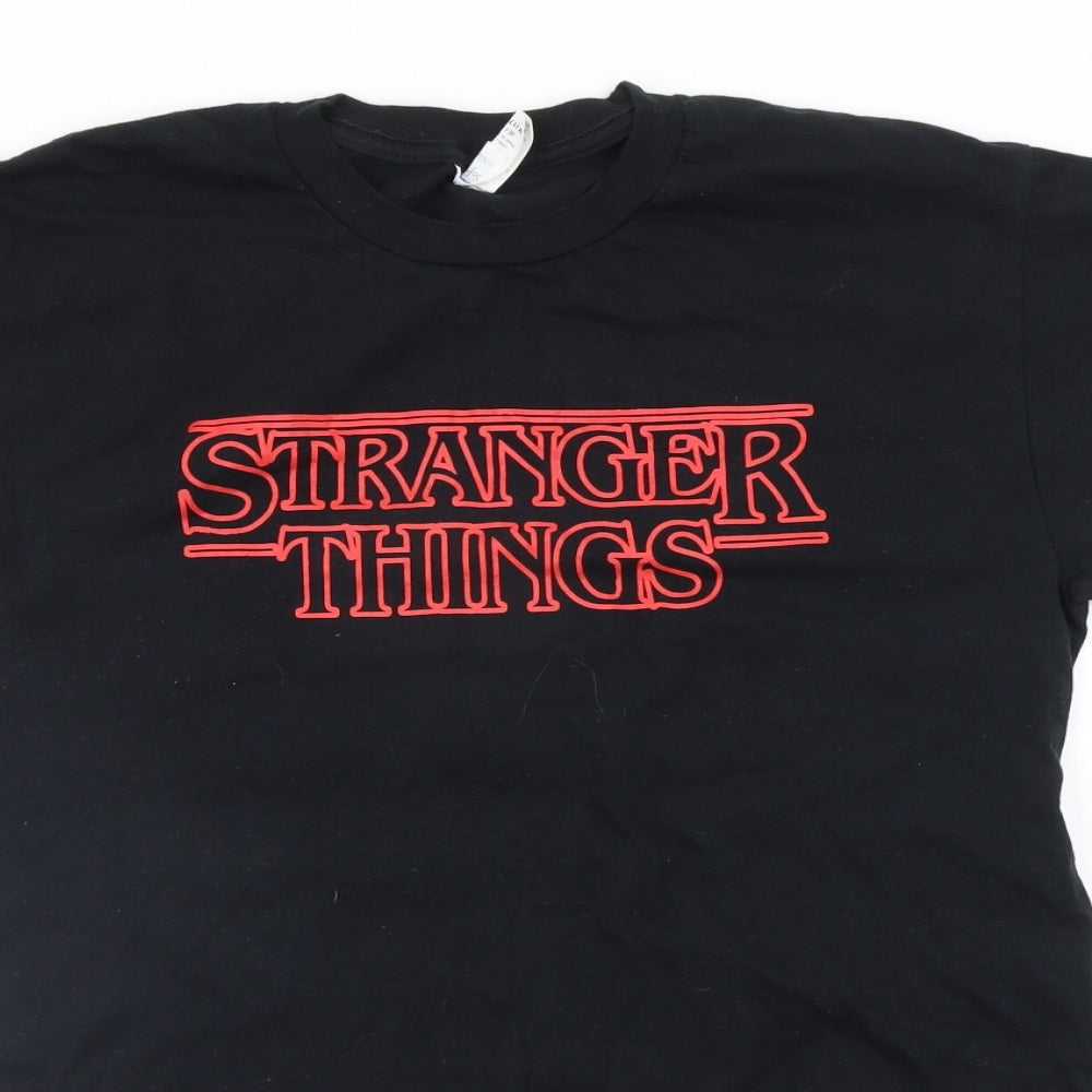 Gildan Womens Black   Basic T-Shirt Size M  - Stranger Things