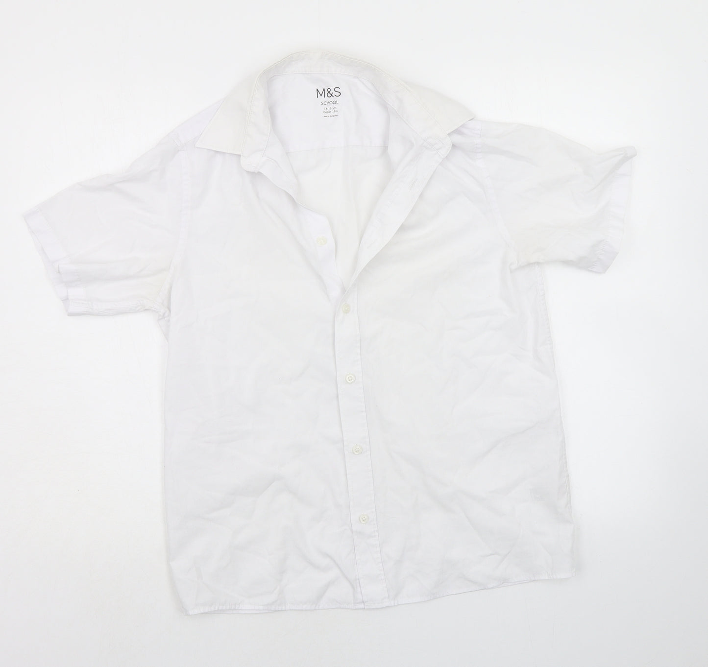 Marks and Spencer Girls White Houndstooth  Basic Button-Up Size 14-15 Years