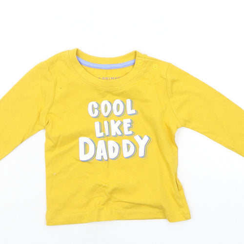 Primark Boys Yellow   Basic T-Shirt Size 6-9 Months