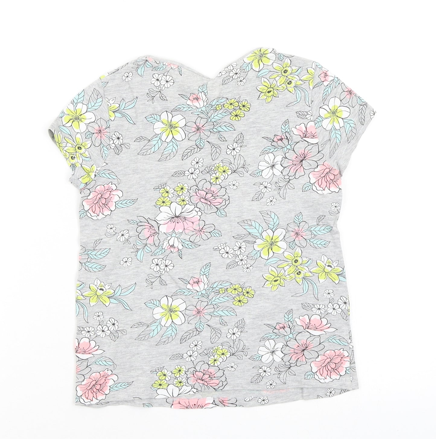 F&F Girls Grey Floral  Basic T-Shirt Size 6-7 Years