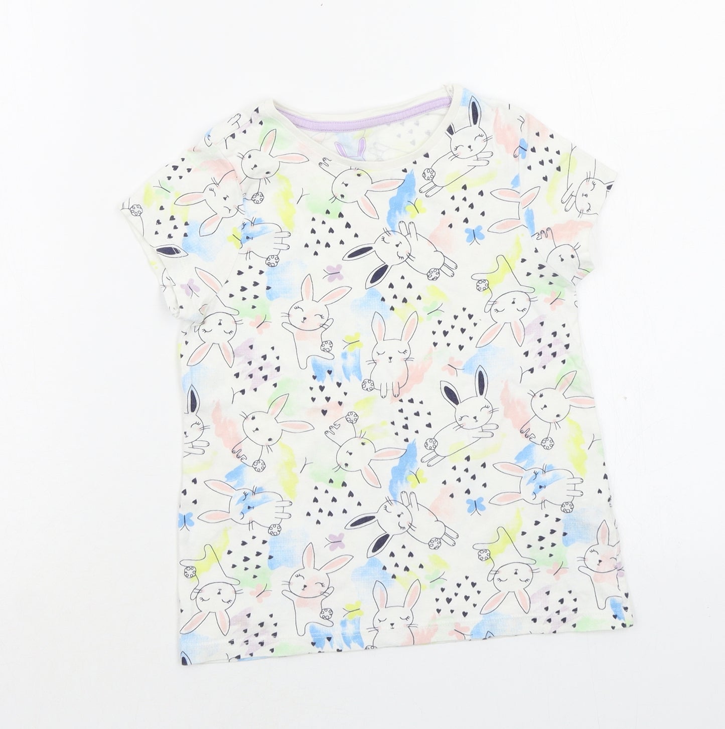 F&F Girls Multicoloured   Basic T-Shirt Size 6-7 Years
