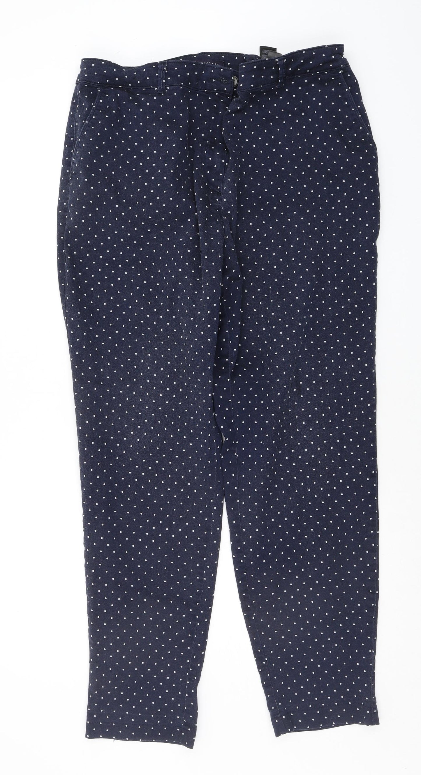 Marks and Spencer Womens Blue Polka Dot  Trousers  Size 20 in L28 in
