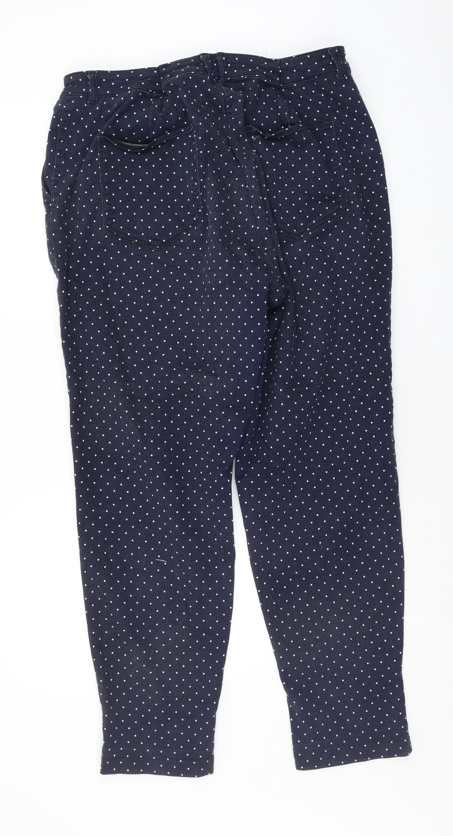Marks and Spencer Womens Blue Polka Dot  Trousers  Size 20 in L28 in