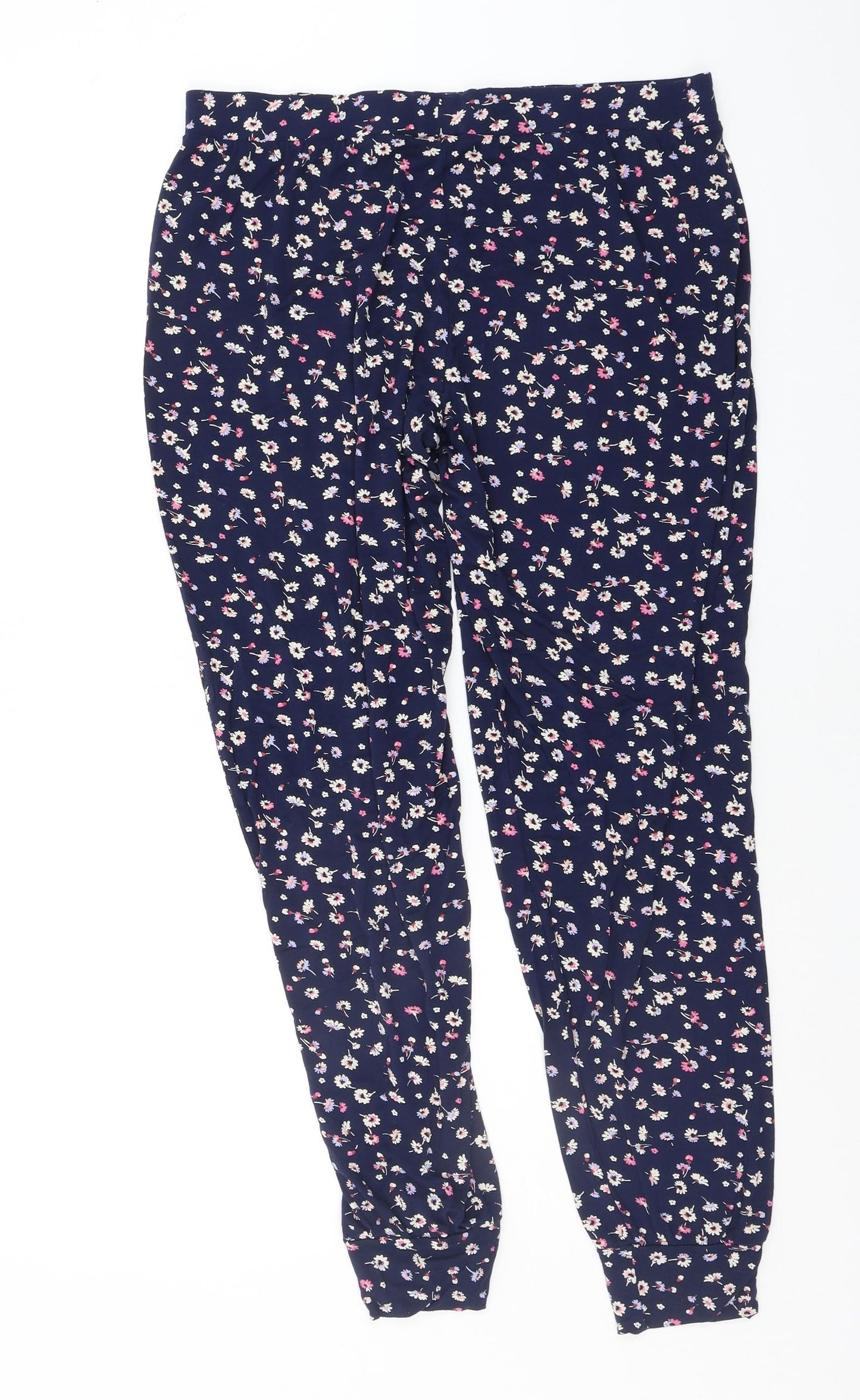 Marks and Spencer Womens Multicoloured Floral  Jogger Trousers Size 14 L28 in