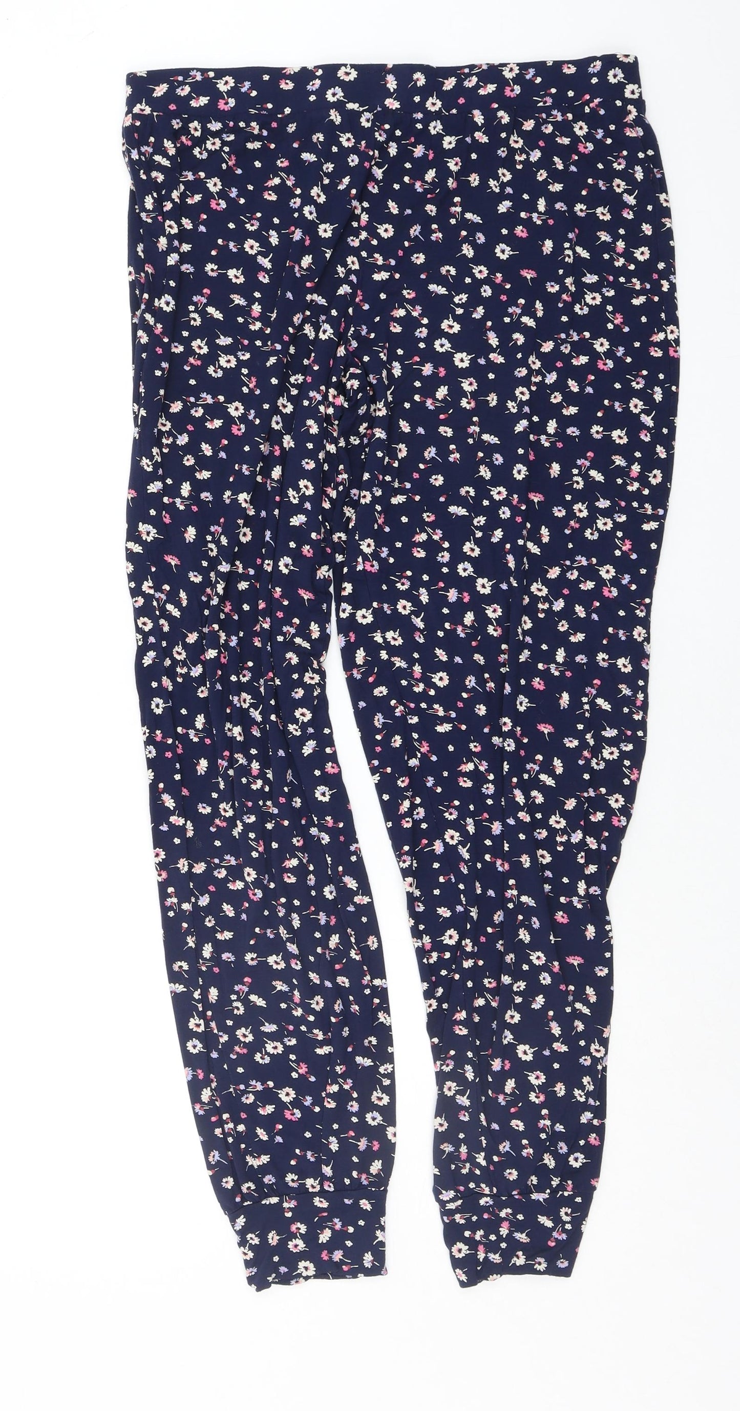 Marks and Spencer Womens Multicoloured Floral  Jogger Trousers Size 14 L28 in