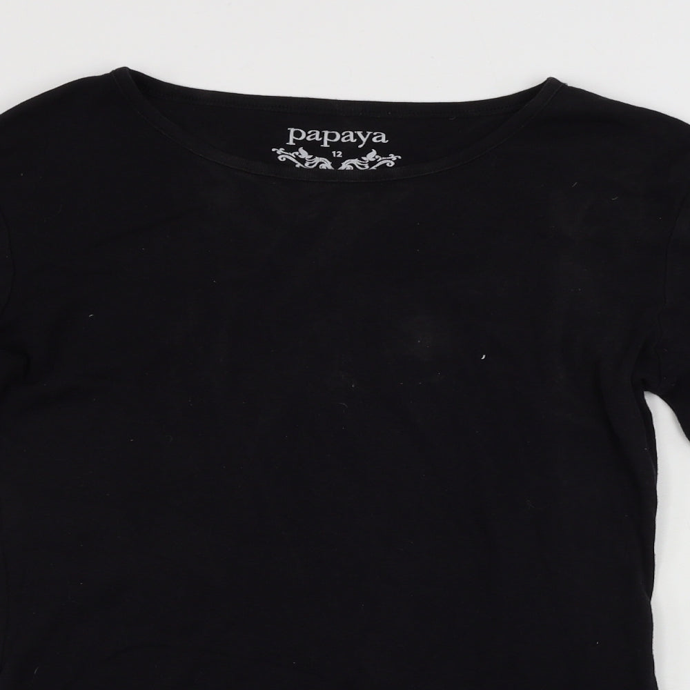 Papaya  Womens Black   Basic T-Shirt Size 12