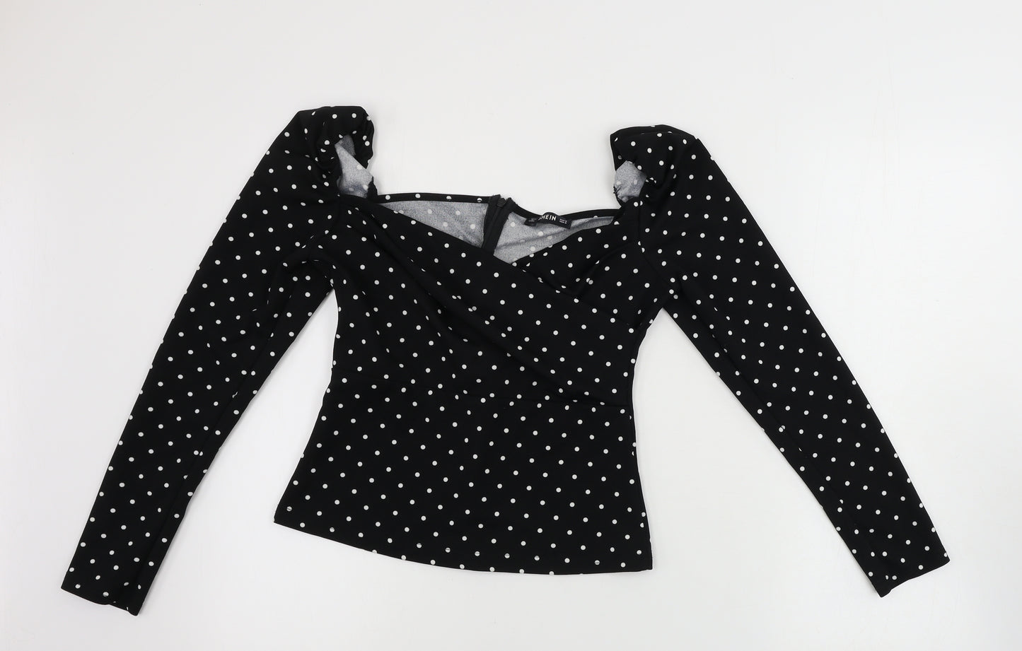 SheIn Womens Black Polka Dot  Basic T-Shirt Size M