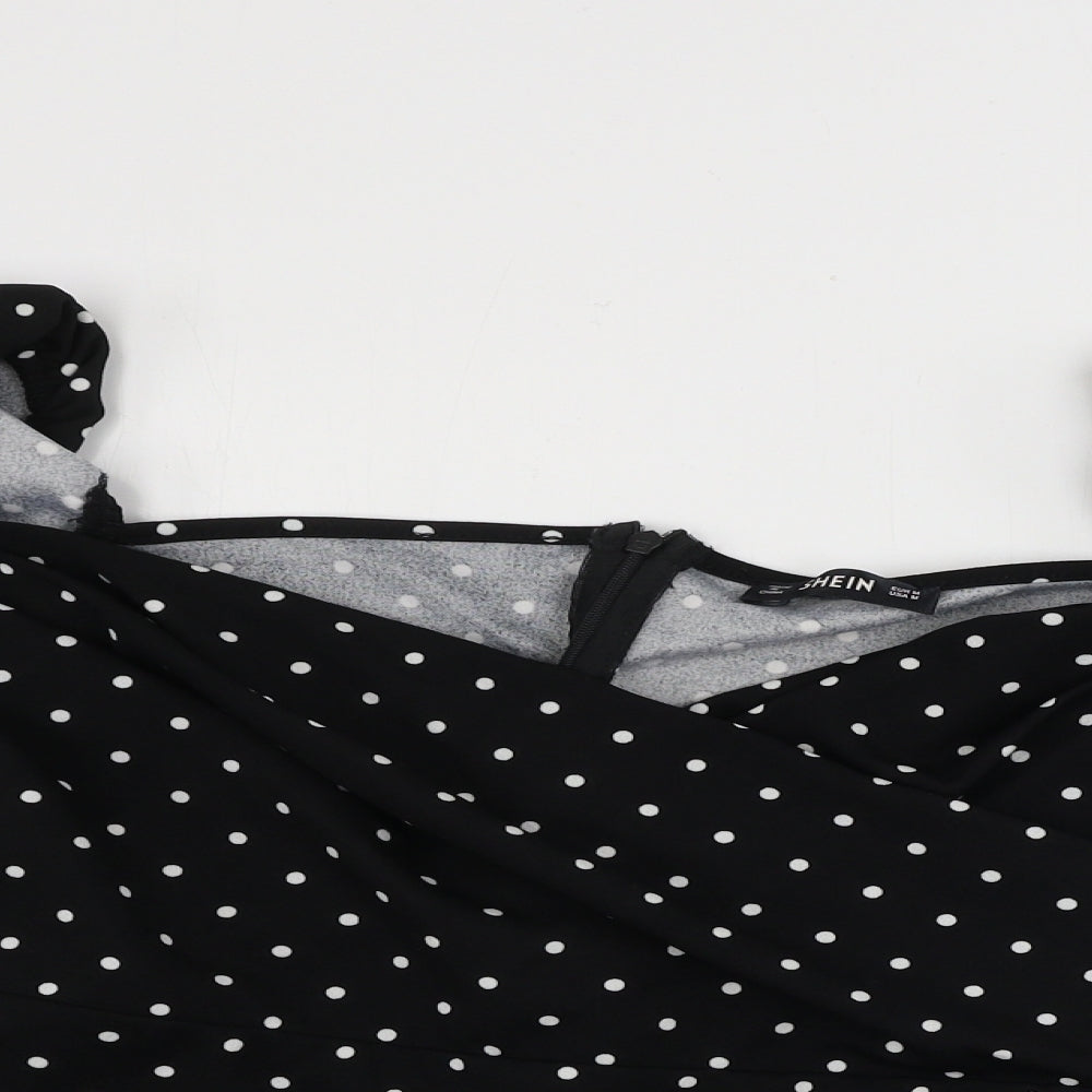 SheIn Womens Black Polka Dot  Basic T-Shirt Size M