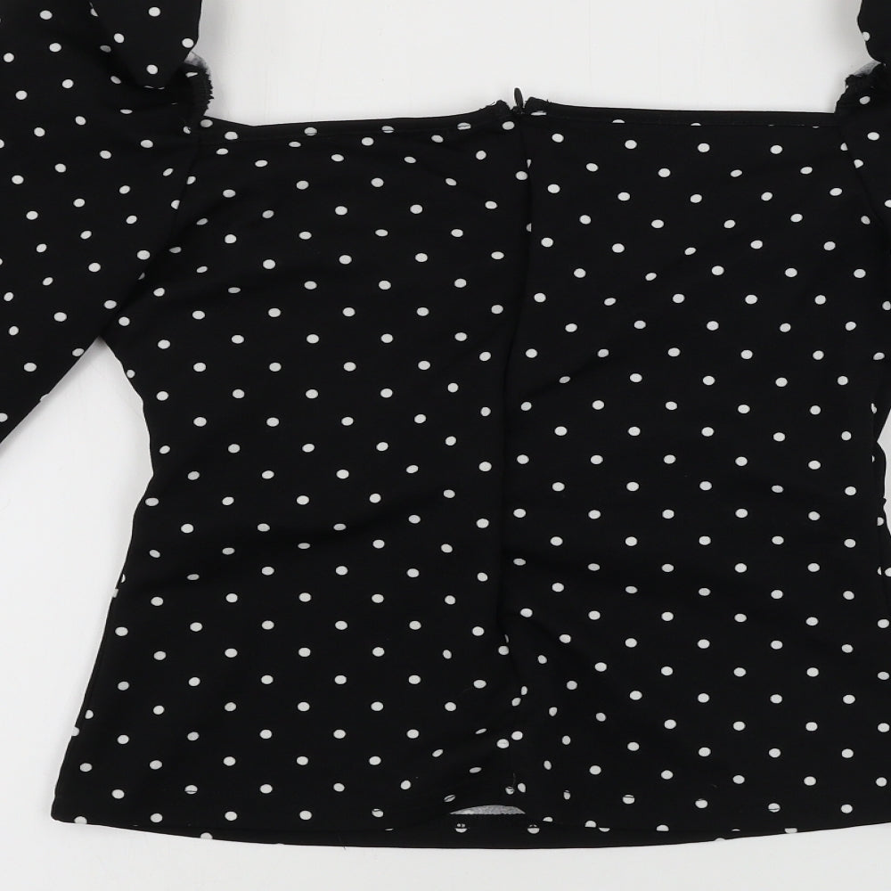 SheIn Womens Black Polka Dot  Basic T-Shirt Size M