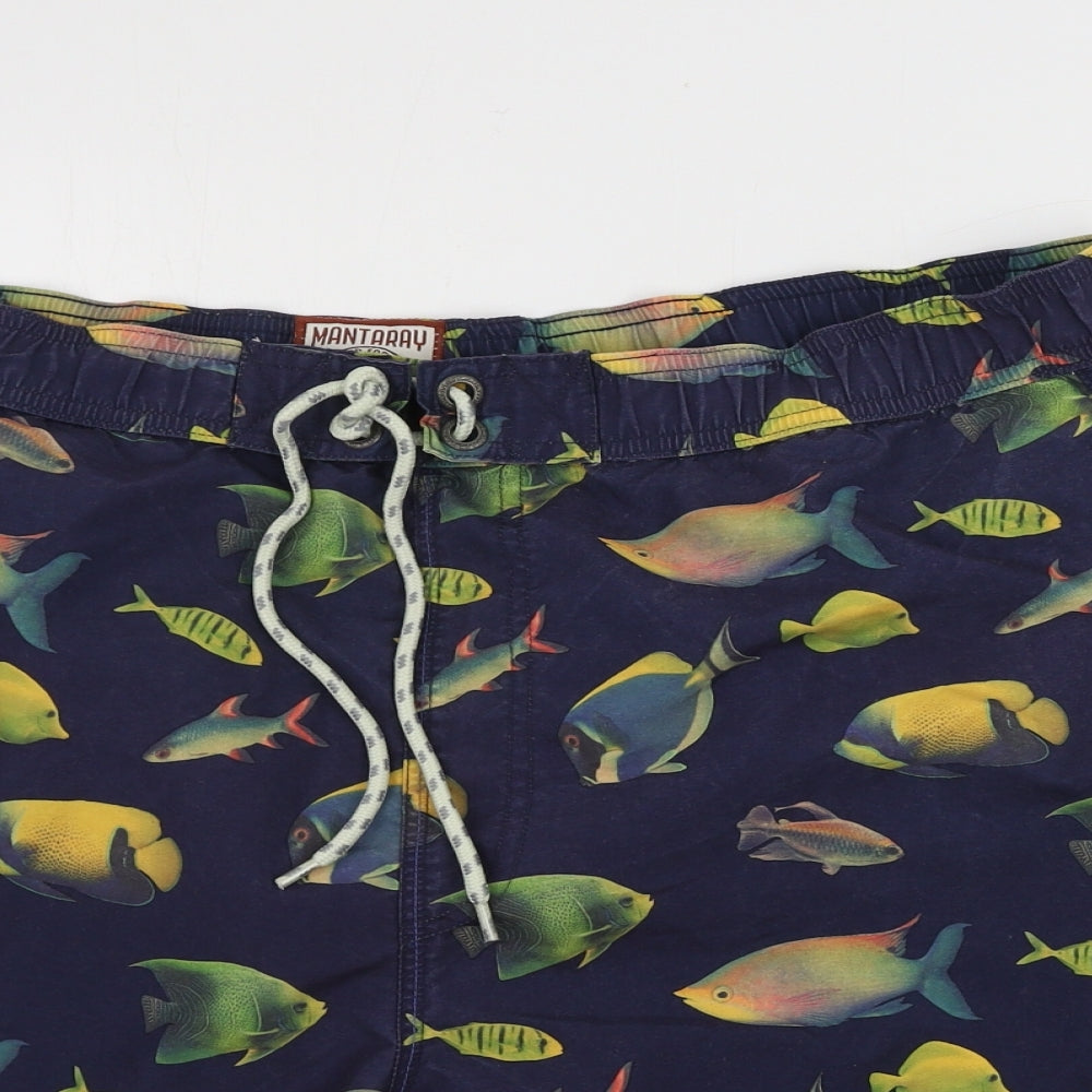 MANTARAY     Mens Blue Animal Print  Bermuda Shorts Size XL