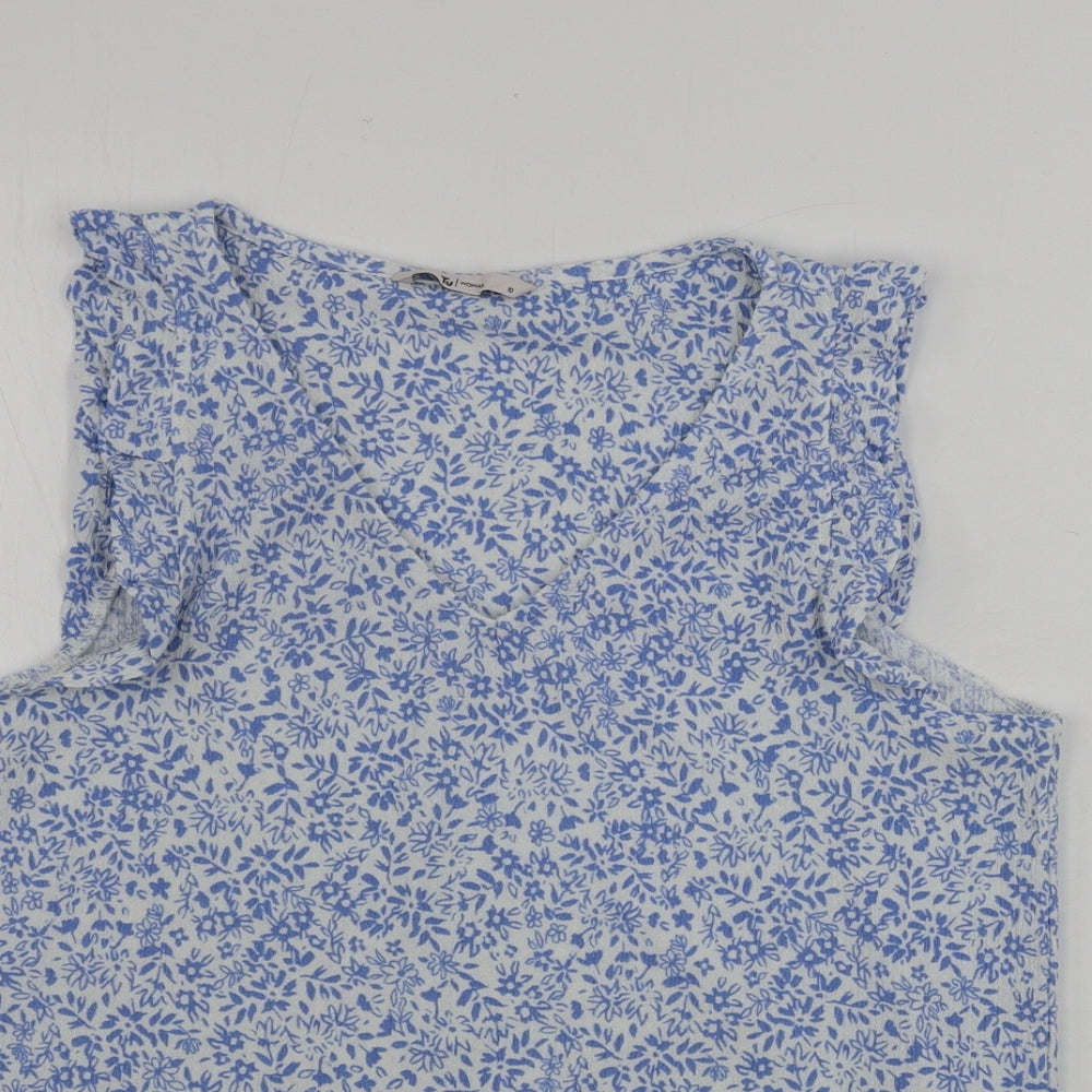 TU Womens Blue Floral  Basic Tank Size 10
