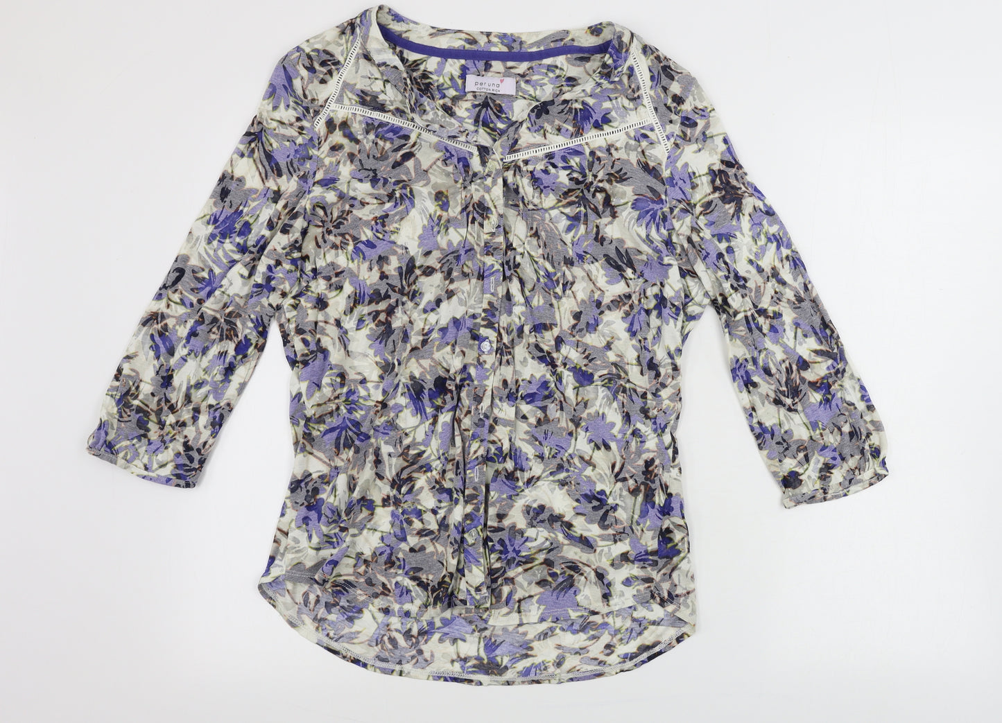 Marks and Spencer  Womens White Floral  Basic Button-Up Size 16