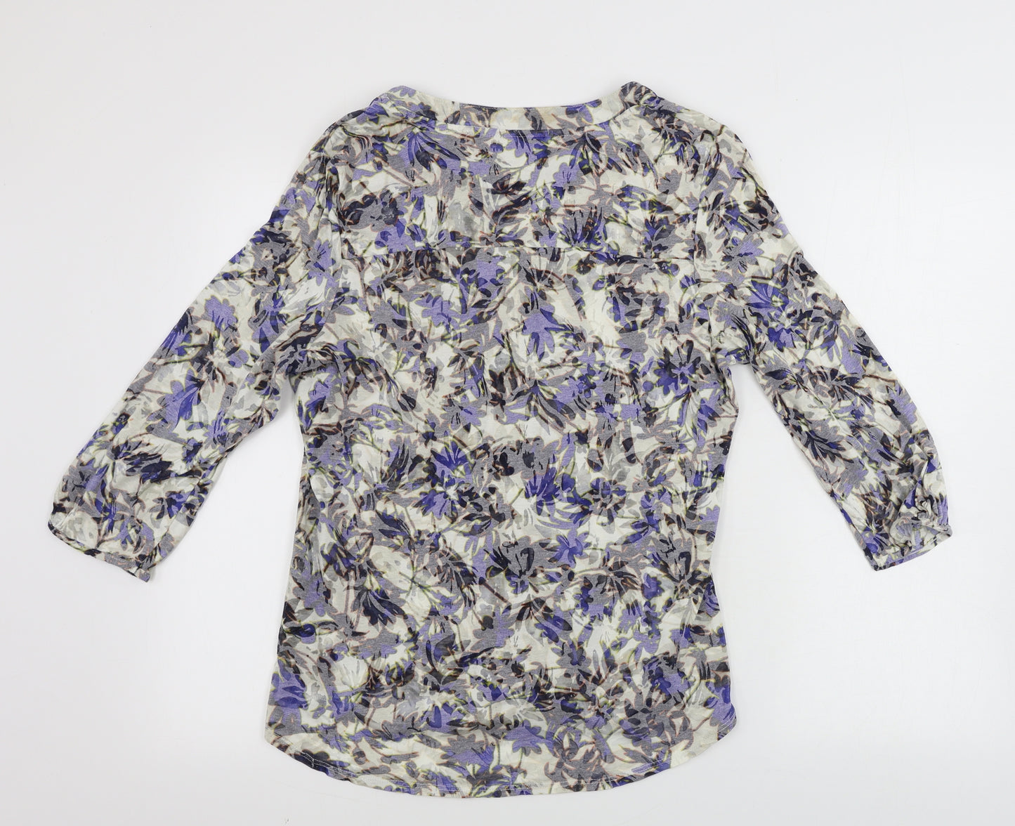 Marks and Spencer  Womens White Floral  Basic Button-Up Size 16