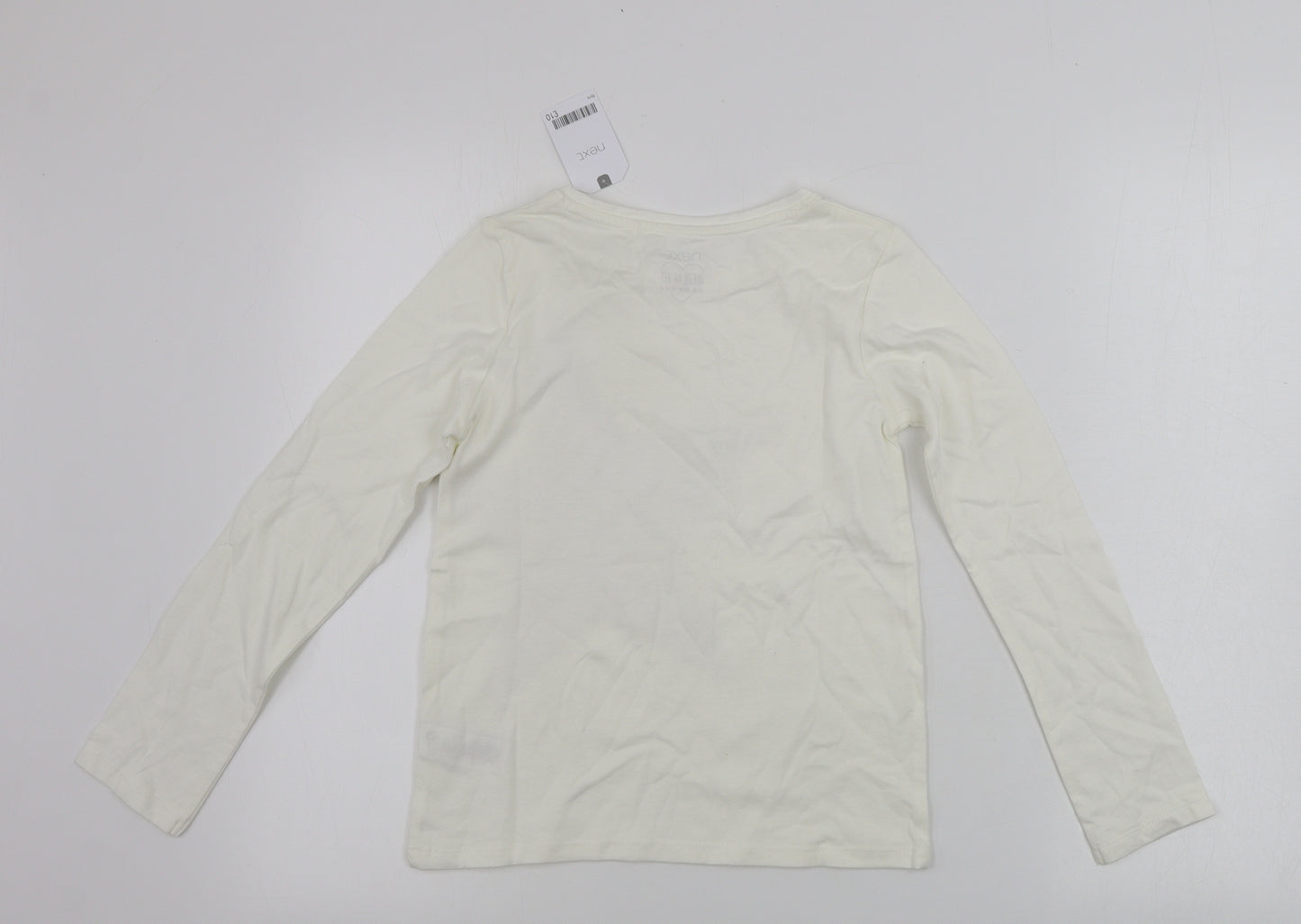 NEXT  Girls Ivory   Basic T-Shirt Size 9 Years  - sequin detail