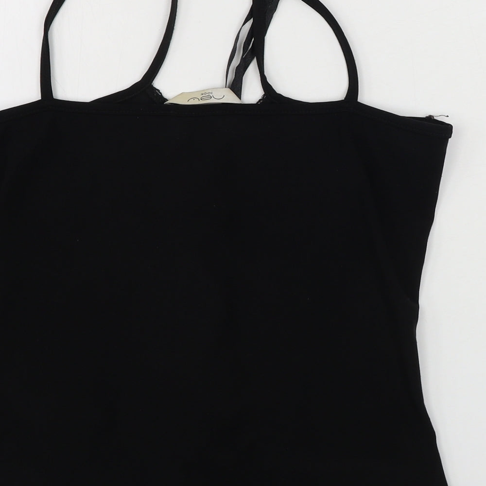 New Look Womens Black Paisley  Basic T-Shirt Size 14