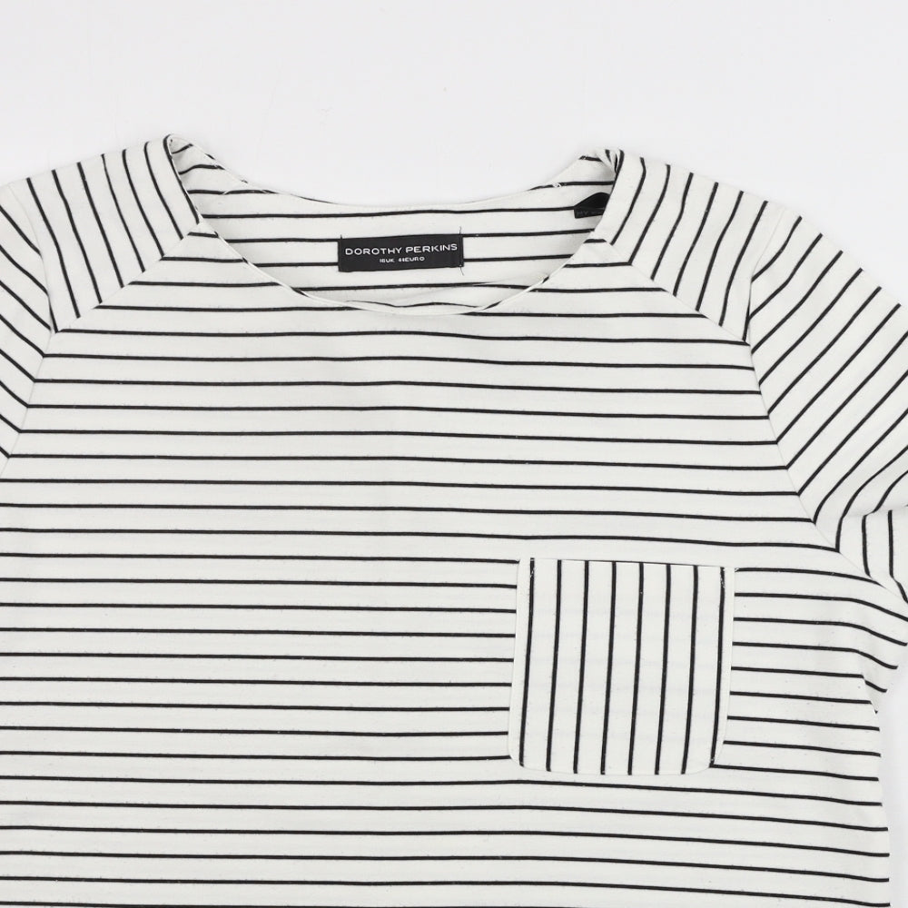 Dorothy Perkins  Womens White Striped  Basic T-Shirt Size 16