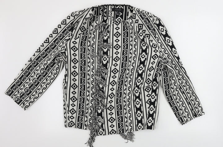 Atmosphere Womens White Geometric Cardigan Jumper Size 16