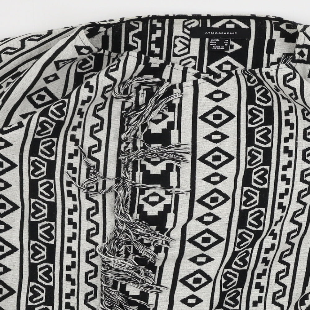 Atmosphere  Womens White Geometric  Cardigan Jumper Size 16