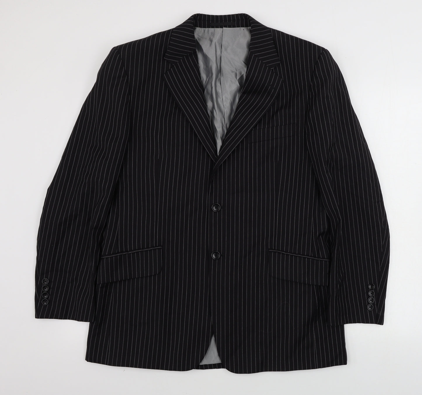 Charlton Gray   Mens Black Striped  Jacket Blazer Size 40