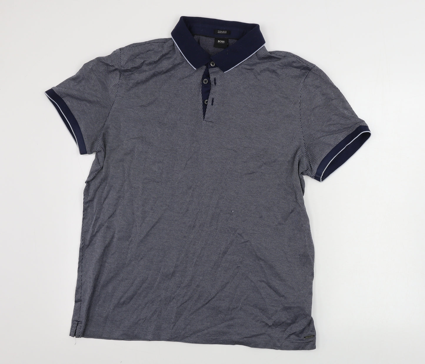 HUGO BOSS Mens Blue Geometric   Polo Size XL