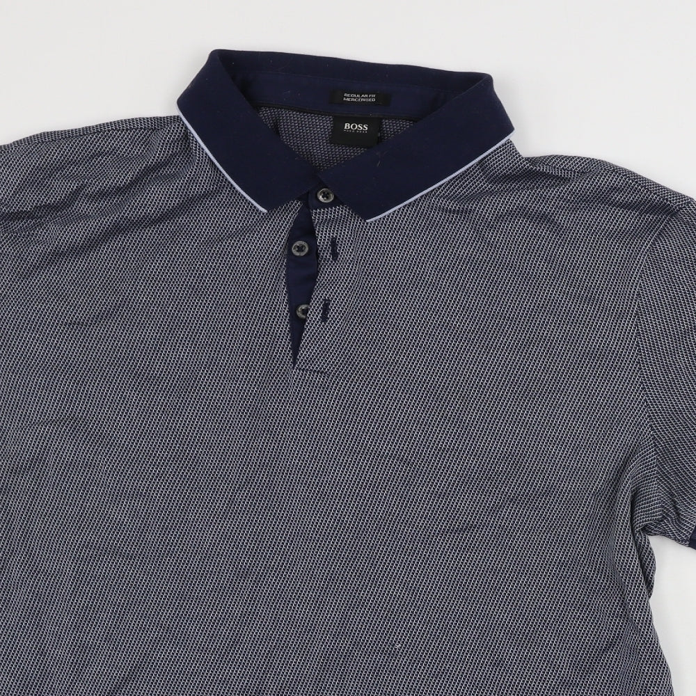 HUGO BOSS Mens Blue Geometric   Polo Size XL