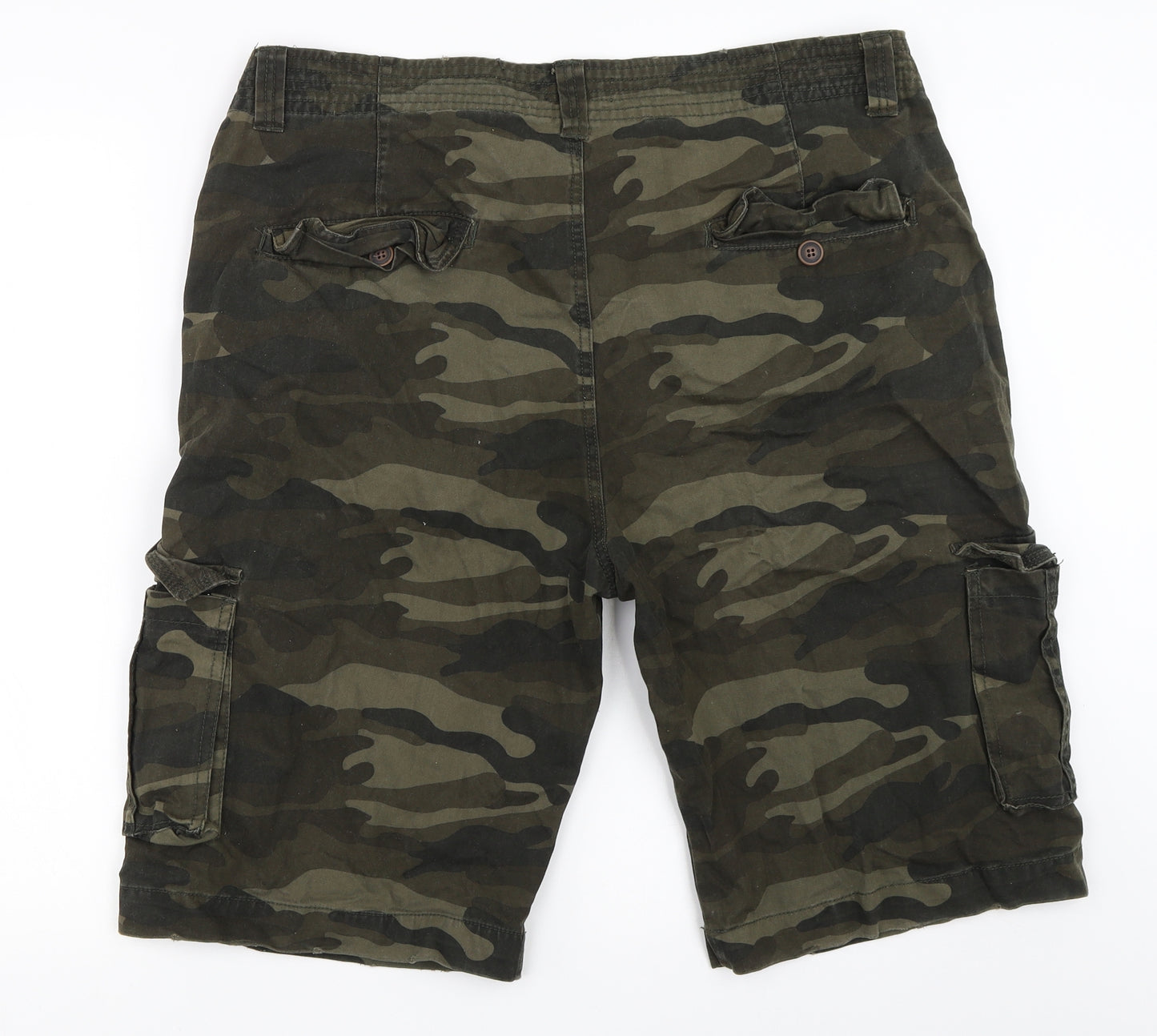 Peacocks Mens Green Camouflage  Cargo Shorts Size 38 in