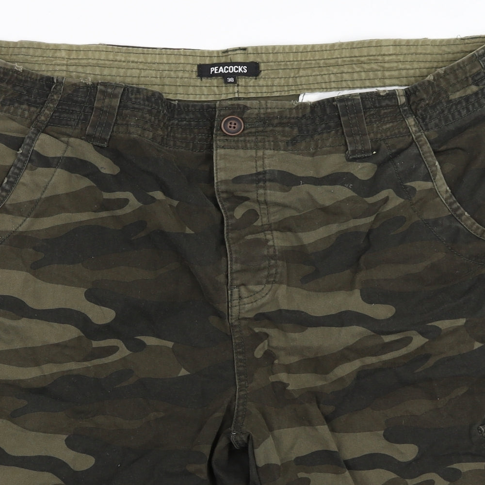 Peacocks Mens Green Camouflage  Cargo Shorts Size 38 in