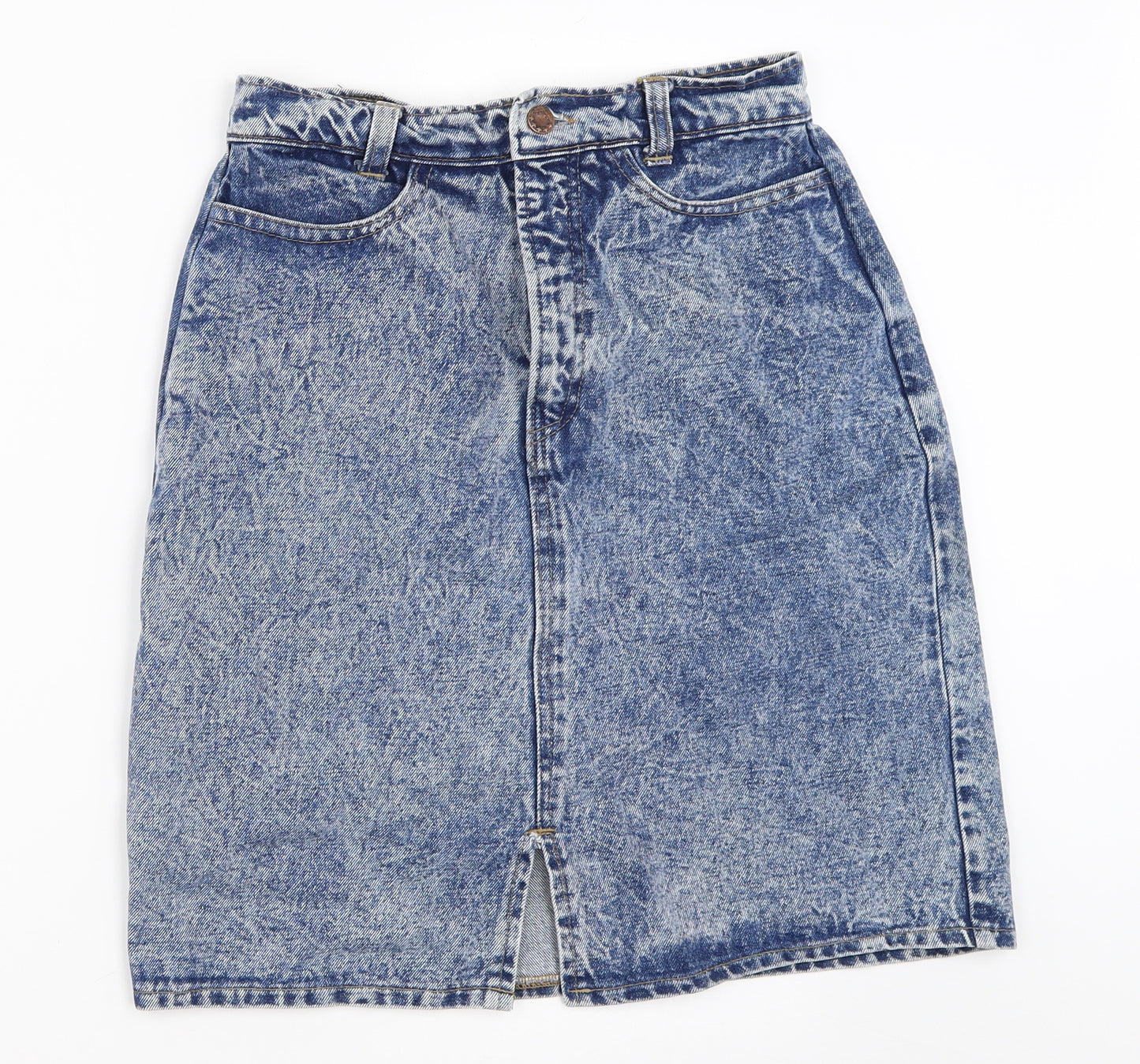 Preworn Womens Blue  Denim Straight & Pencil Skirt Size 14