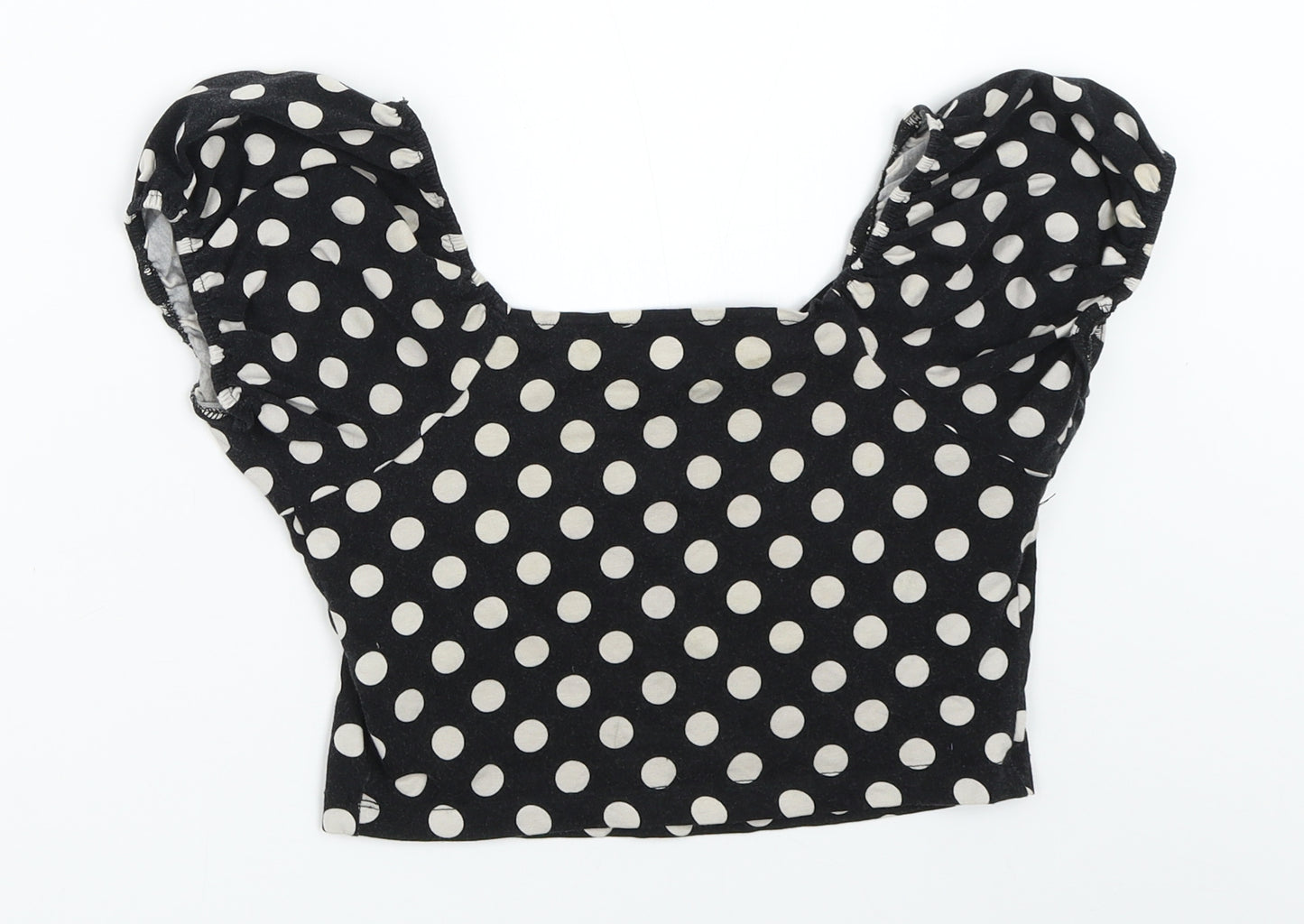 Primark Womens Black Polka Dot  Cropped Blouse Size S