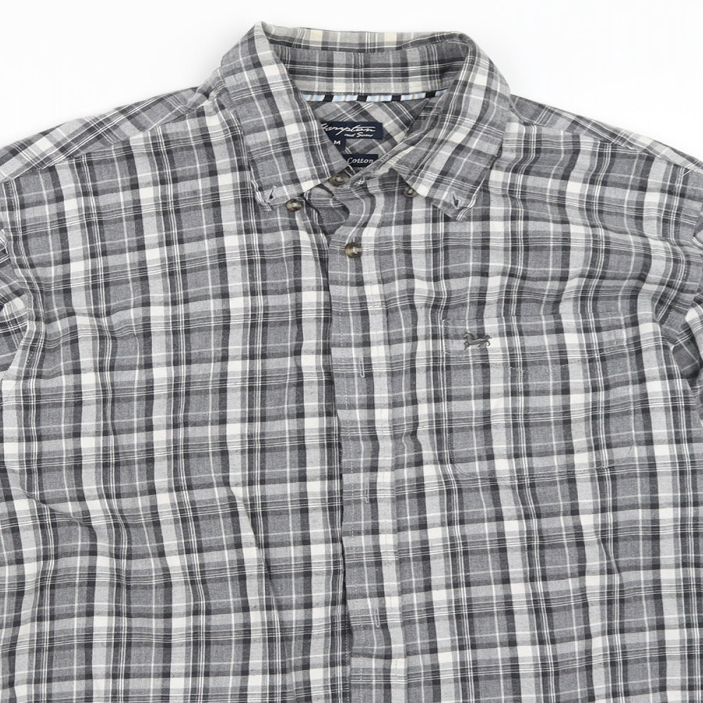 Matalan Mens Grey Check   Button-Up Size M