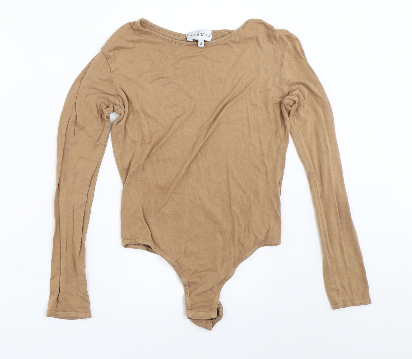 In the Style Womens Beige   Basic T-Shirt Size 8