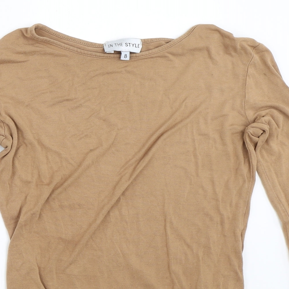 In the Style Womens Beige   Basic T-Shirt Size 8