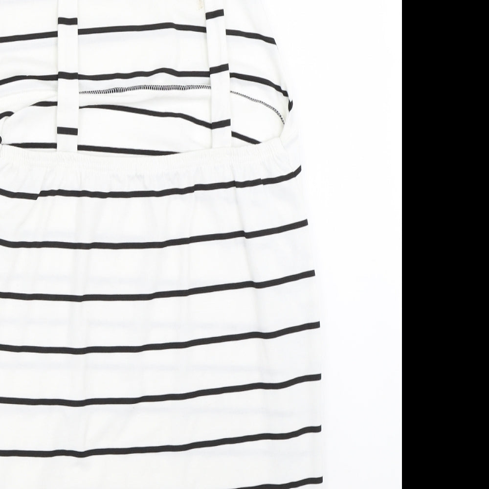 Boohoo Womens White Striped  Pinafore/Dungaree Dress  Size 16