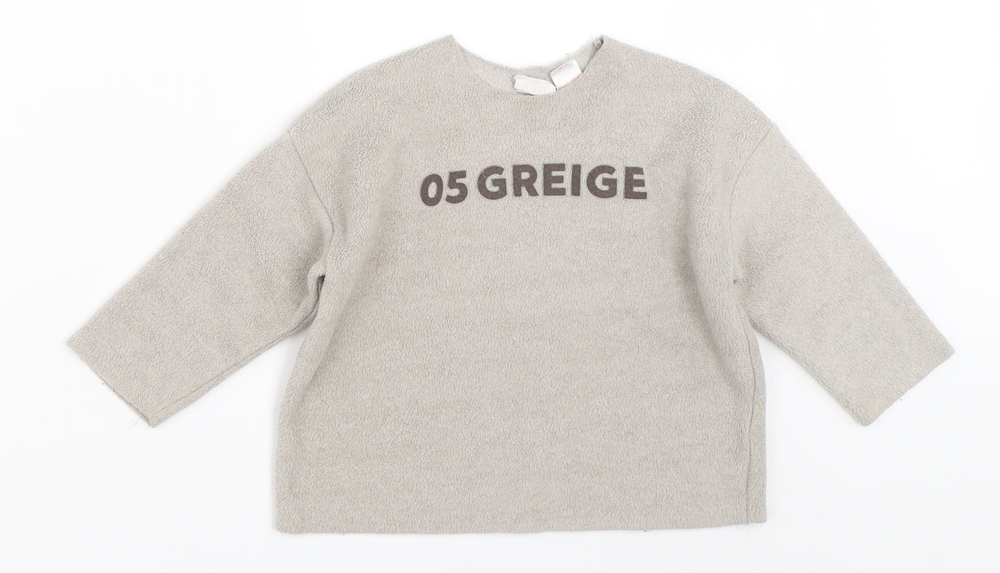 Zara Boys Beige  Fleece Pullover Jumper Size 12-18 Months