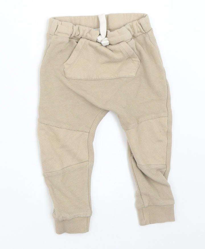 F&F Girls Beige   Jogger Trousers Size 12-18 Months