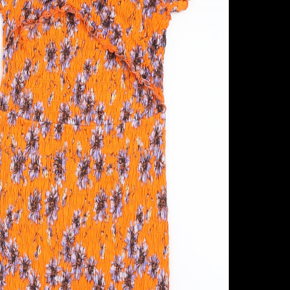Topshop Womens Orange Floral  Mini  Size 10