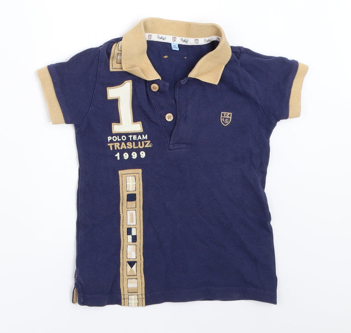Trasluz Boys Blue Basic Polo Size 3 Years