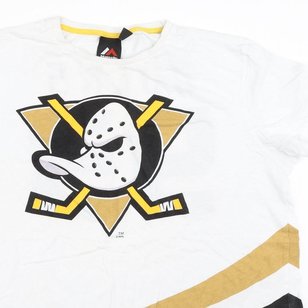 Majestic Athletic Mens White    T-Shirt Size L