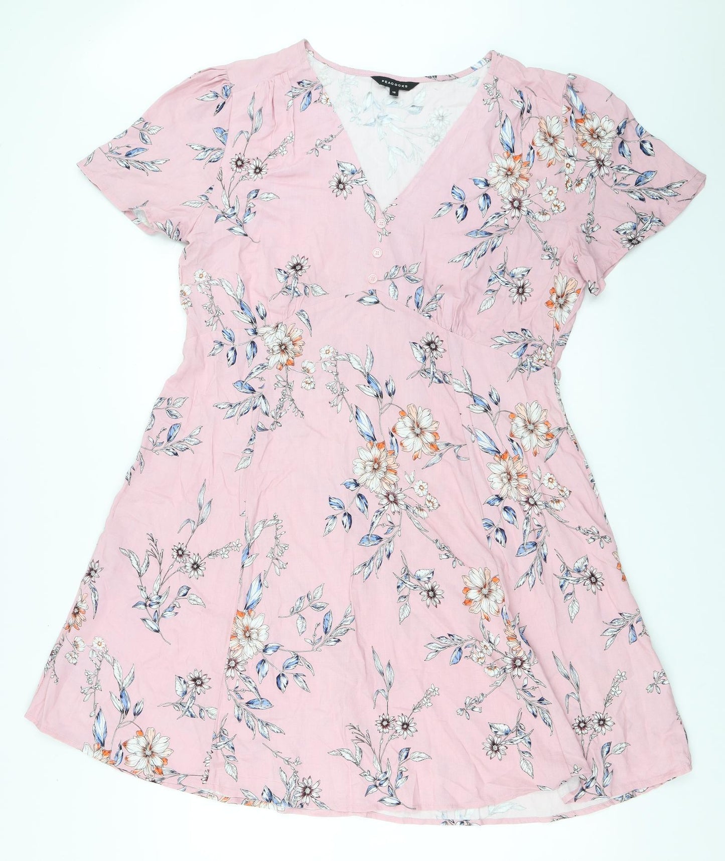 Peacocks Womens Pink Floral  Fit & Flare  Size 16