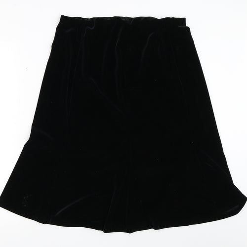 Preworn Womens Black  Velour Flare Skirt Size 32 in