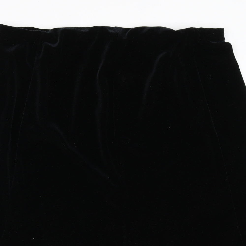 Preworn Womens Black  Velour Flare Skirt Size 32 in