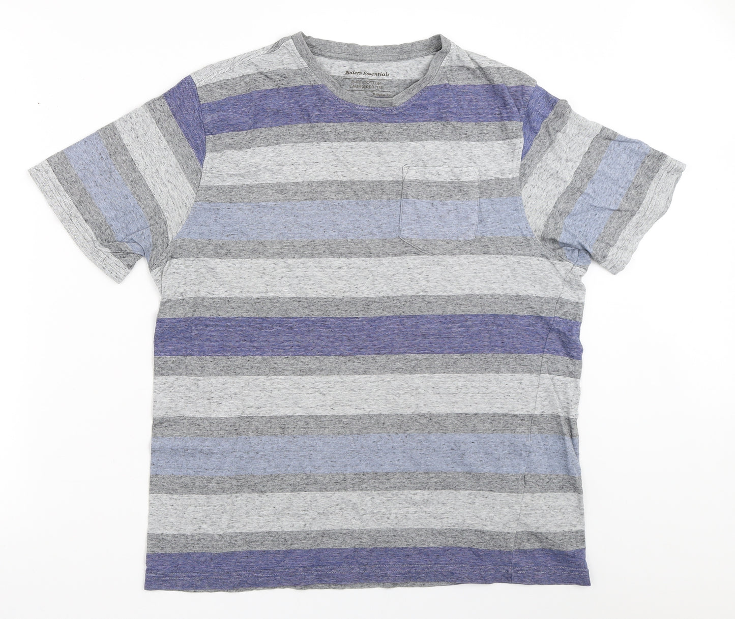 Marks and Spencer Mens Grey Striped   T-Shirt Size M